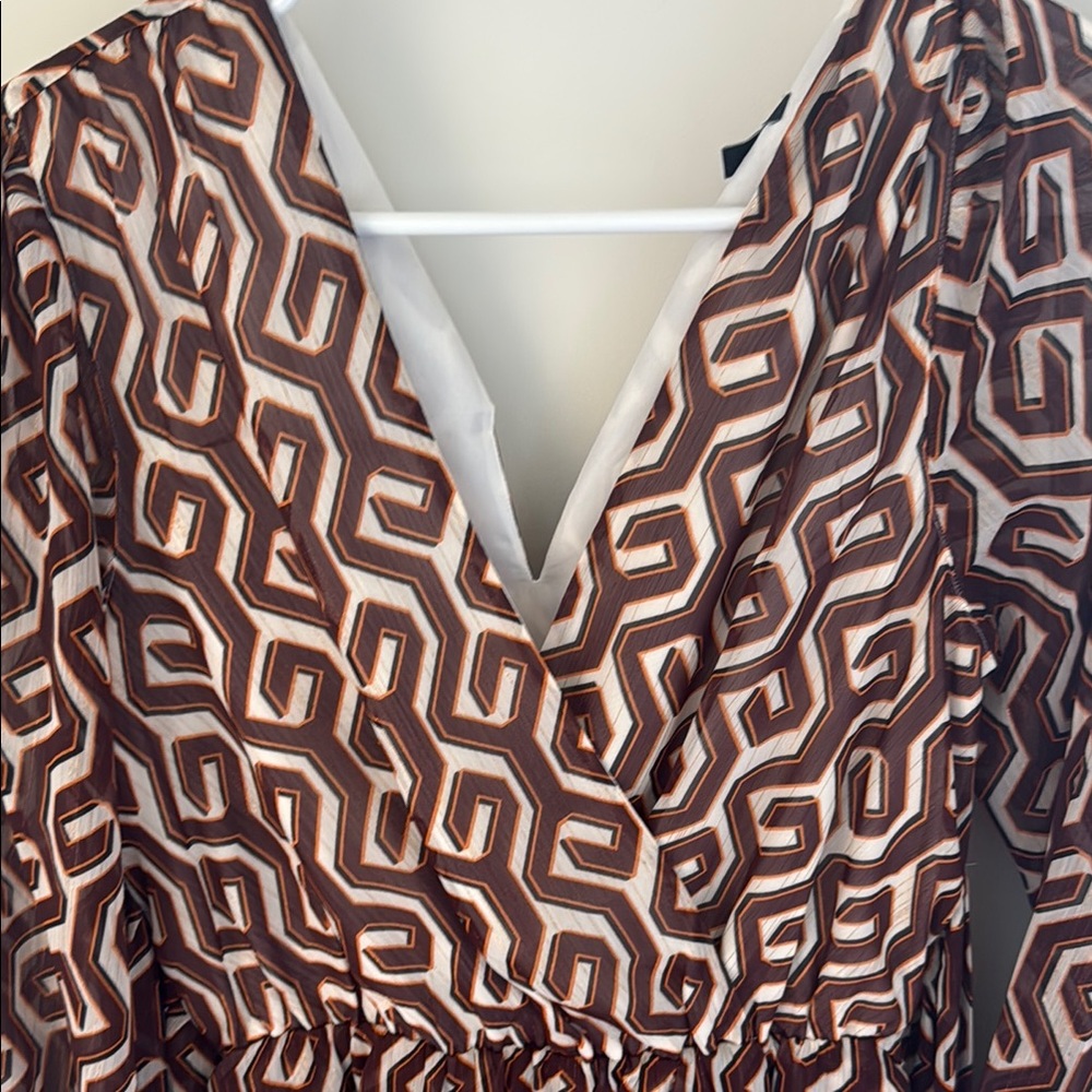 Express Brown Geometric Patterned Skort - image 2